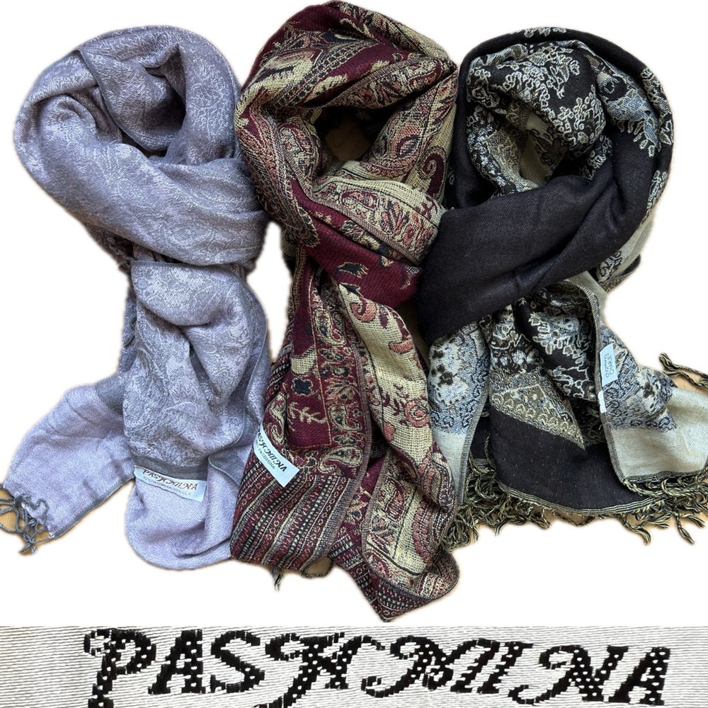 3️⃣Three Pashmina Oblong Scarves/Wraps | Insignificantly Imperfect | Reversible